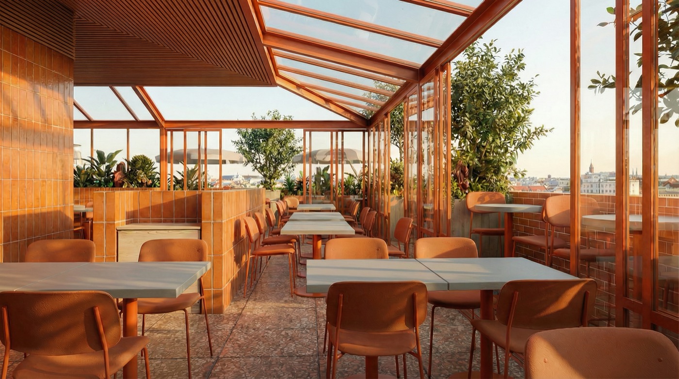 Rooftop bar and dining space